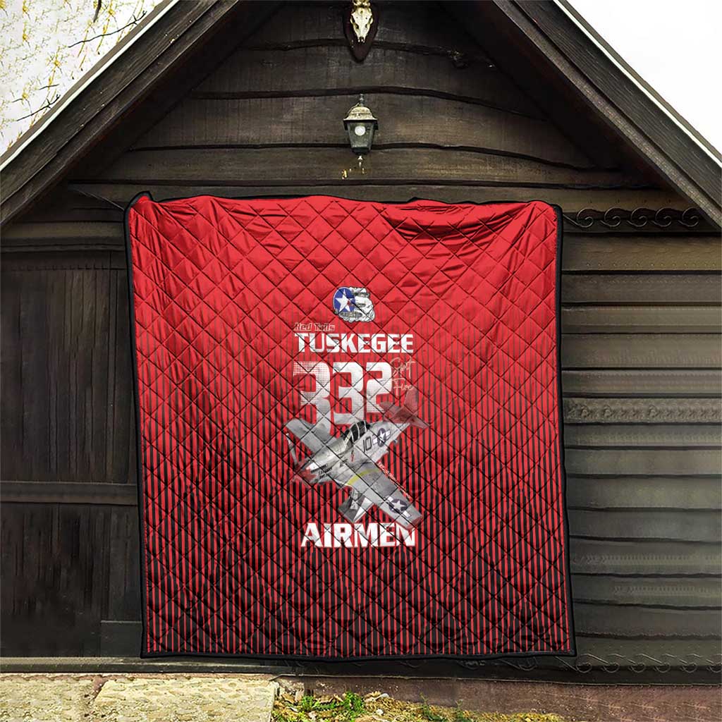 Tuskegee Red Tails Airmen Quilt P-51 Mustang 332nd Fighter Group - Black Red - Wonder Print Shop