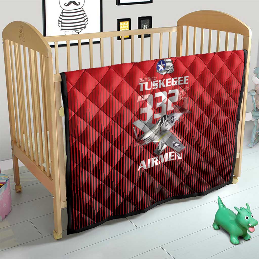 Tuskegee Red Tails Airmen Quilt P-51 Mustang 332nd Fighter Group - Black Red - Wonder Print Shop