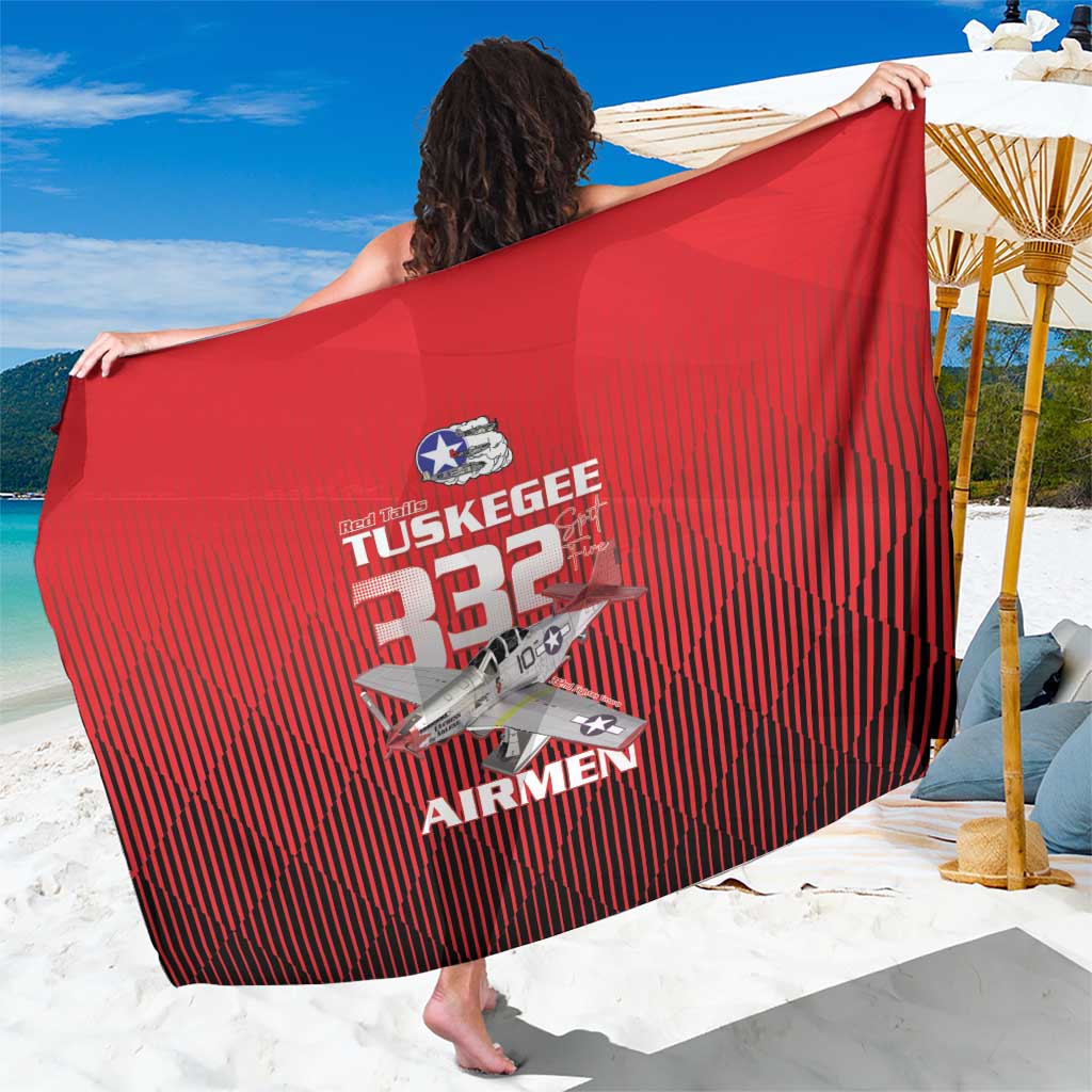 Tuskegee Red Tails Airmen Sarong P-51 Mustang 332nd Fighter Group - Black Red - Wonder Print Shop