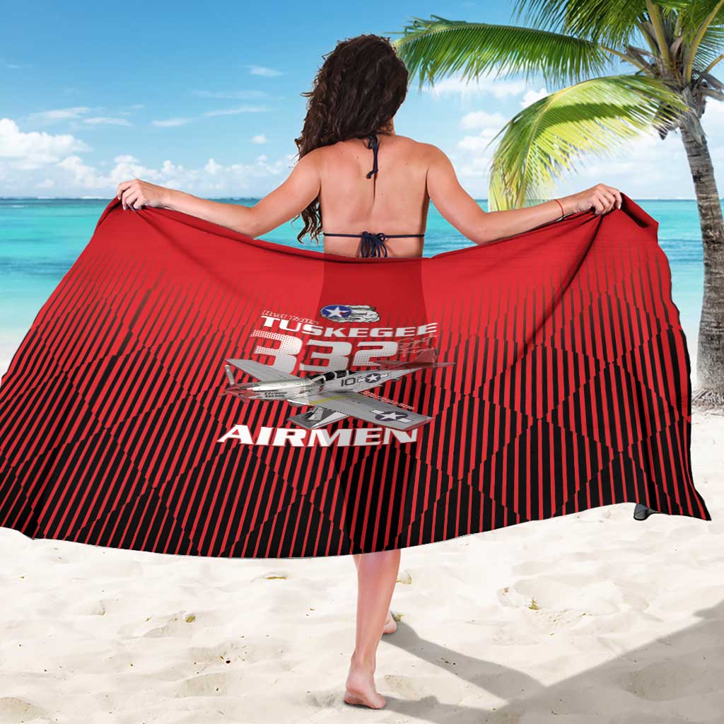 Tuskegee Red Tails Airmen Sarong P-51 Mustang 332nd Fighter Group - Black Red - Wonder Print Shop