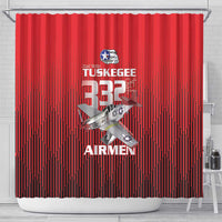Tuskegee Red Tails Airmen Shower Curtain P-51 Mustang 332nd Fighter Group - Black Red - Wonder Print Shop