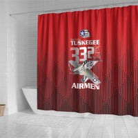 Tuskegee Red Tails Airmen Shower Curtain P-51 Mustang 332nd Fighter Group - Black Red - Wonder Print Shop