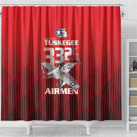 Tuskegee Red Tails Airmen Shower Curtain P-51 Mustang 332nd Fighter Group - Black Red - Wonder Print Shop