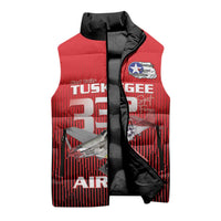 Tuskegee Red Tails Airmen Sleeveless Puffer Jacket P-51 Mustang 332nd Fighter Group - Black Red - Wonder Print Shop