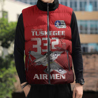 Tuskegee Red Tails Airmen Sleeveless Puffer Jacket P-51 Mustang 332nd Fighter Group - Black Red - Wonder Print Shop