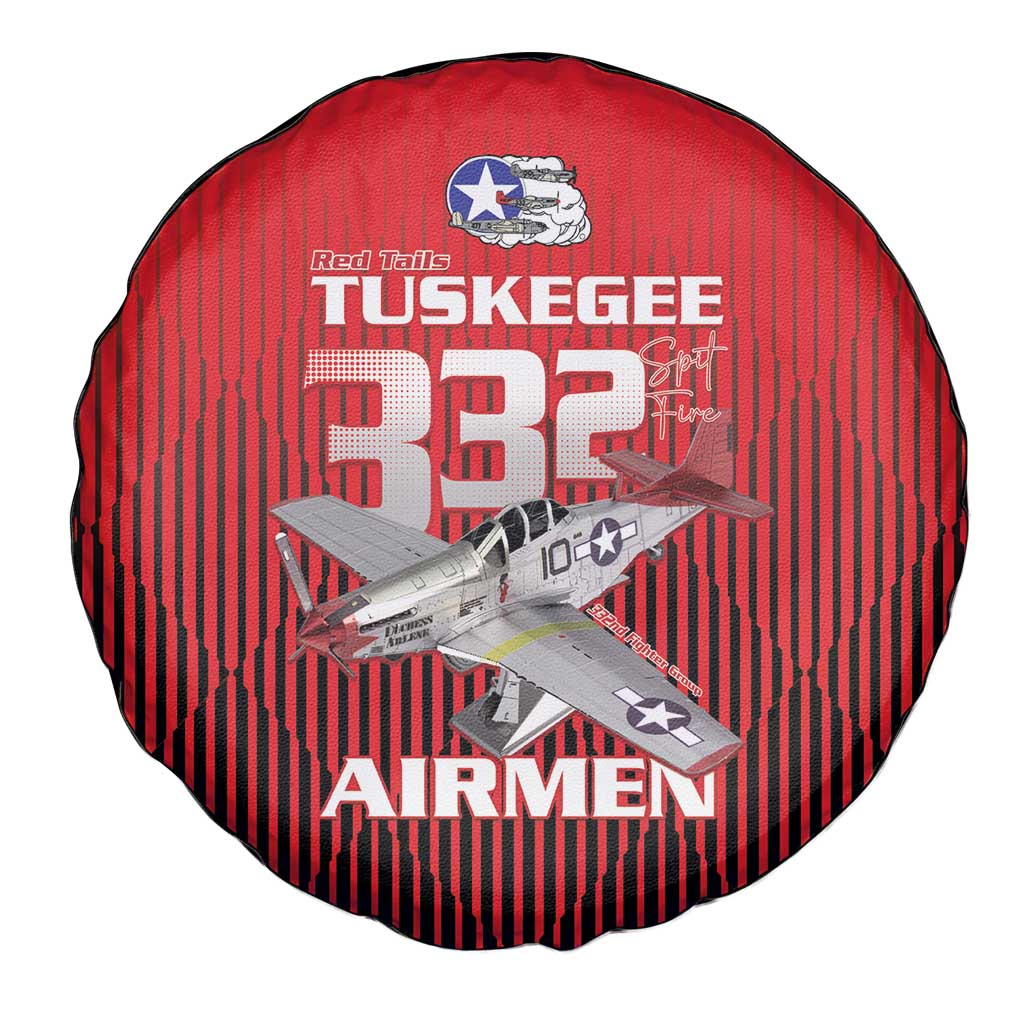 Tuskegee Red Tails Airmen Spare Tire Cover P-51 Mustang 332nd Fighter Group - Black Red - Wonder Print Shop