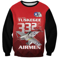 Tuskegee Red Tails Airmen Sweatshirt P-51 Mustang 332nd Fighter Group - Black Red - Wonder Print Shop