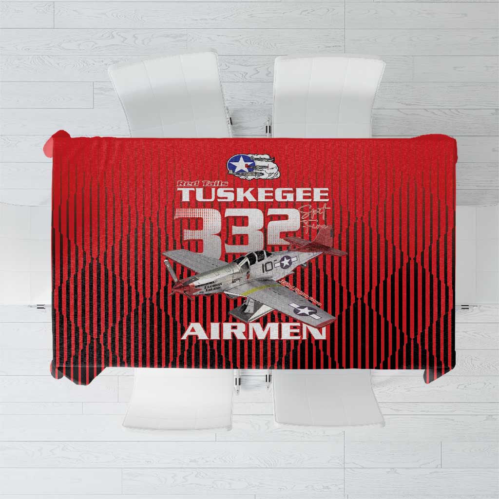 Tuskegee Red Tails Airmen Tablecloth P-51 Mustang 332nd Fighter Group - Black Red - Wonder Print Shop