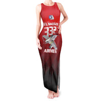 Tuskegee Red Tails Airmen Tank Maxi Dress P-51 Mustang 332nd Fighter Group - Black Red - Wonder Print Shop