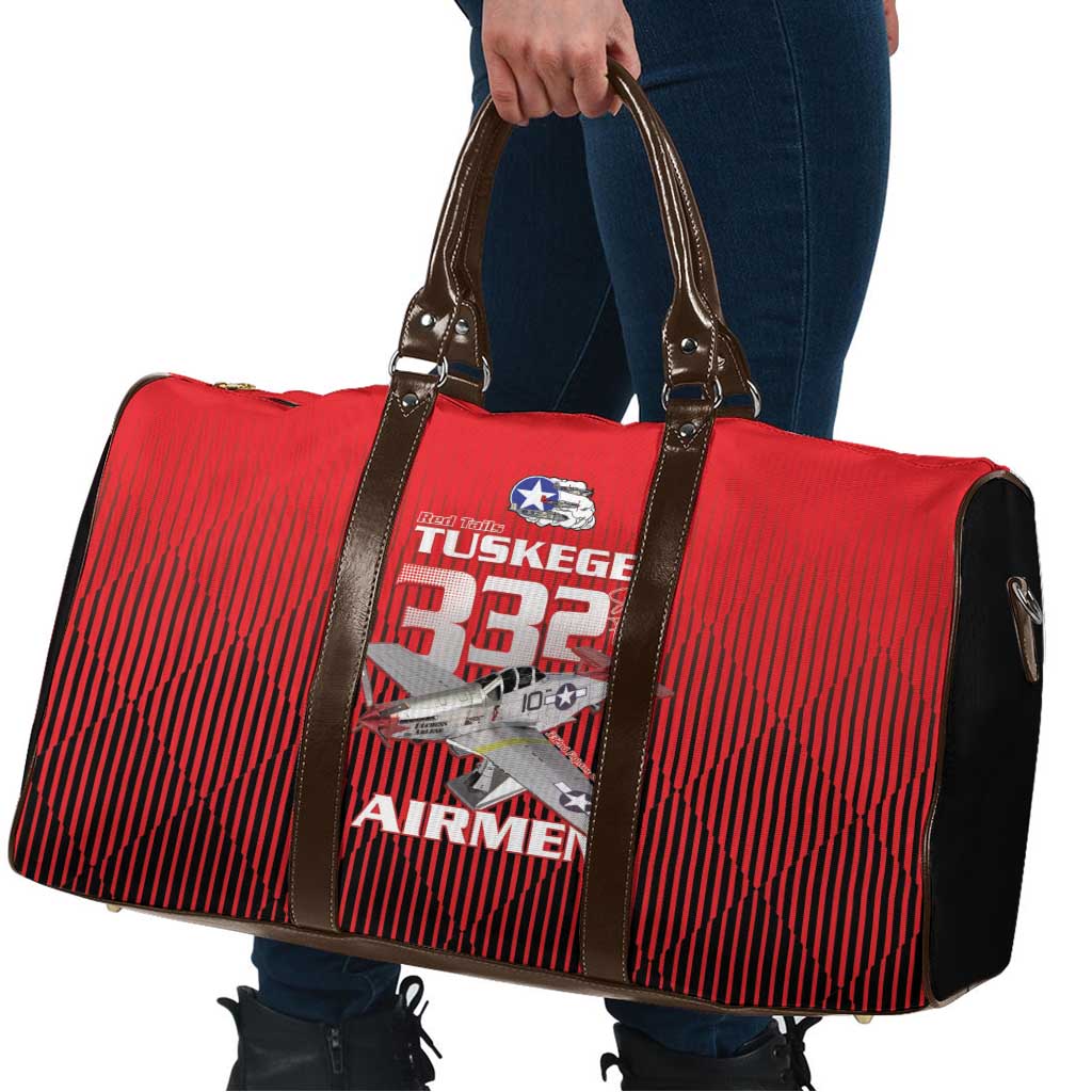 Tuskegee Red Tails Airmen Travel Bag P-51 Mustang 332nd Fighter Group - Black Red - Wonder Print Shop