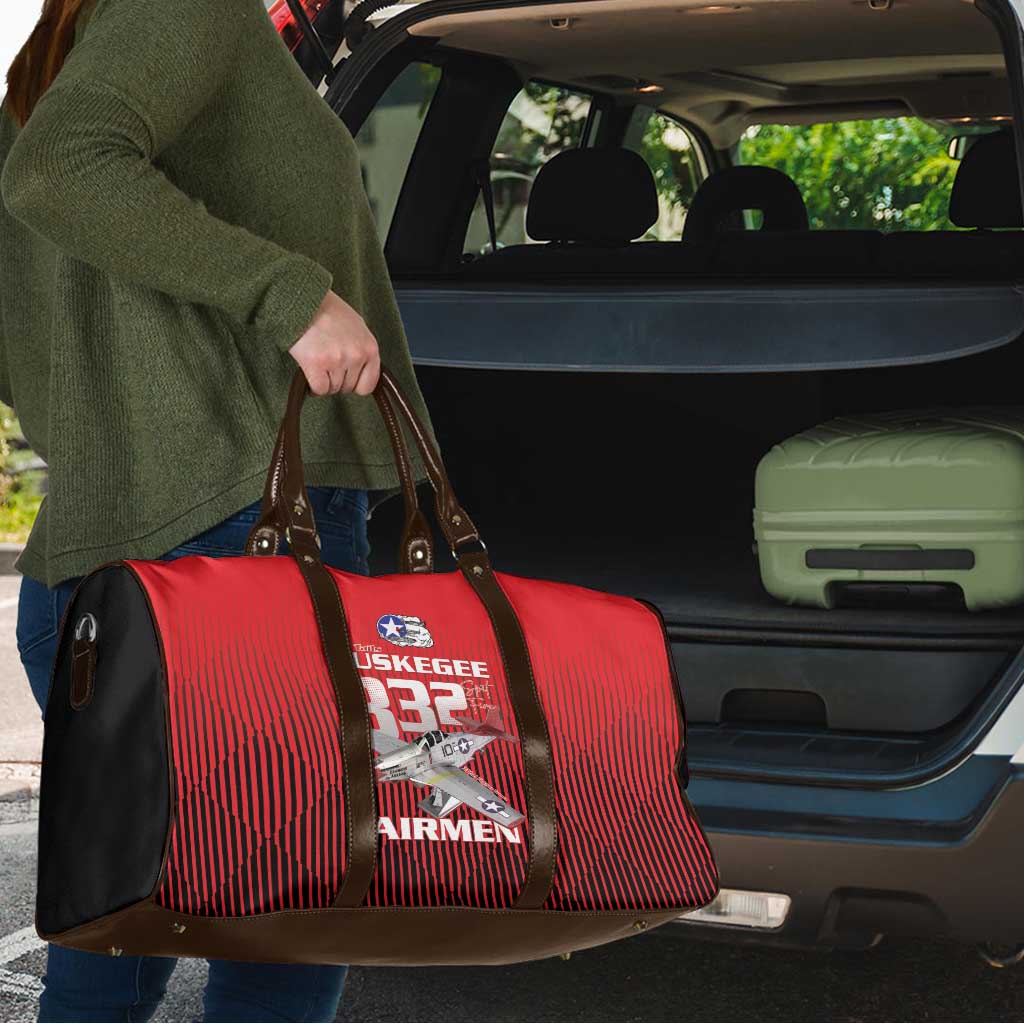 Tuskegee Red Tails Airmen Travel Bag P-51 Mustang 332nd Fighter Group - Black Red - Wonder Print Shop