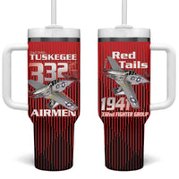 Tuskegee Red Tails Airmen Tumbler With Handle P-51 Mustang 332nd Fighter Group - Black Red - Wonder Print Shop