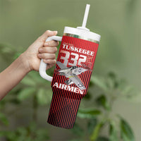 Tuskegee Red Tails Airmen Tumbler With Handle P-51 Mustang 332nd Fighter Group - Black Red - Wonder Print Shop