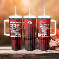 Tuskegee Red Tails Airmen Tumbler With Handle P-51 Mustang 332nd Fighter Group - Black Red - Wonder Print Shop