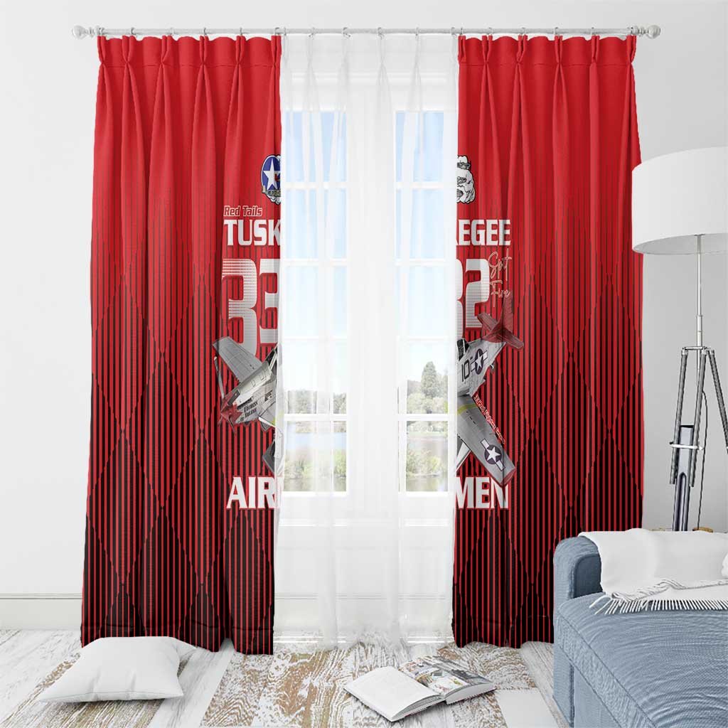 Tuskegee Red Tails Airmen Window Curtain P-51 Mustang 332nd Fighter Group - Black Red - Wonder Print Shop