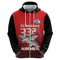 Tuskegee Red Tails Airmen Zip Hoodie P-51 Mustang 332nd Fighter Group - Black Red - Wonder Print Shop