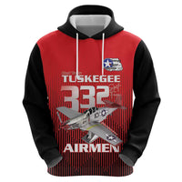 Tuskegee Red Tails Airmen Zip Hoodie P-51 Mustang 332nd Fighter Group - Black Red - Wonder Print Shop