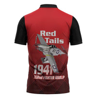 Tuskegee Red Tails Airmen Zipper Polo Shirt P-51 Mustang 332nd Fighter Group - Black Red - Wonder Print Shop