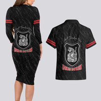 Harlem Hellfighters Couples Matching Long Sleeve Bodycon Dress and Hawaiian Shirt 369th Infantry Regiment - Wonder Print Shop