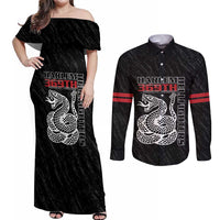 Harlem Hellfighters Couples Matching Off Shoulder Maxi Dress and Long Sleeve Button Shirt 369th Infantry Regiment - Wonder Print Shop