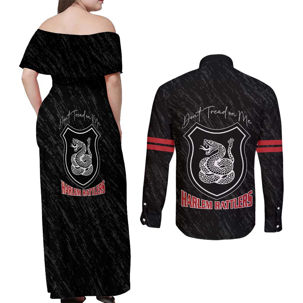 Harlem Hellfighters Couples Matching Off Shoulder Maxi Dress and Long Sleeve Button Shirt 369th Infantry Regiment - Wonder Print Shop