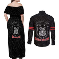Harlem Hellfighters Couples Matching Off Shoulder Maxi Dress and Long Sleeve Button Shirt 369th Infantry Regiment - Wonder Print Shop