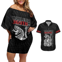 Harlem Hellfighters Couples Matching Off Shoulder Short Dress and Hawaiian Shirt 369th Infantry Regiment - Wonder Print Shop