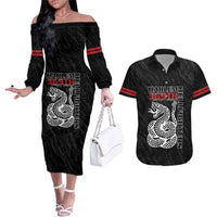 Harlem Hellfighters Couples Matching Off The Shoulder Long Sleeve Dress and Hawaiian Shirt 369th Infantry Regiment - Wonder Print Shop