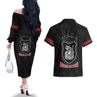 Harlem Hellfighters Couples Matching Off The Shoulder Long Sleeve Dress and Hawaiian Shirt 369th Infantry Regiment - Wonder Print Shop