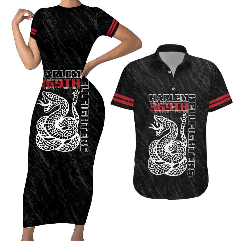 Harlem Hellfighters Couples Matching Short Sleeve Bodycon Dress and Hawaiian Shirt 369th Infantry Regiment - Wonder Print Shop