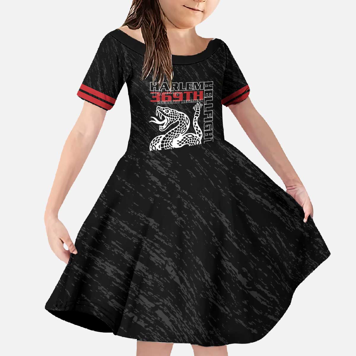 Harlem Hellfighters Family Matching Off The Shoulder Long Sleeve Dress and Hawaiian Shirt 369th Infantry Regiment - Wonder Print Shop