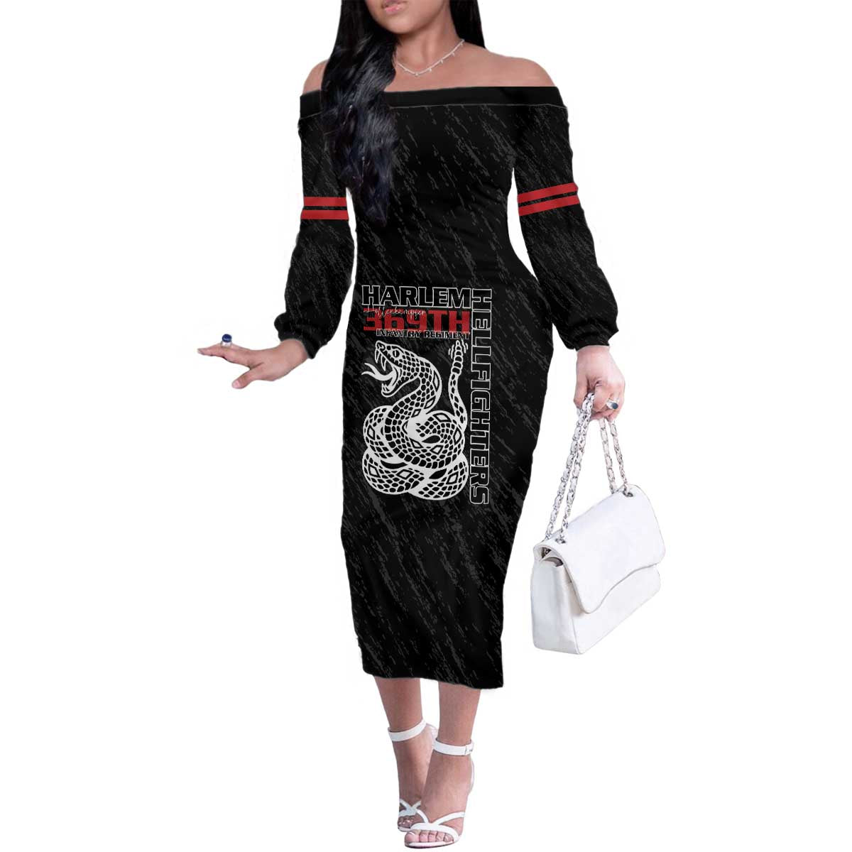 Harlem Hellfighters Family Matching Off The Shoulder Long Sleeve Dress and Hawaiian Shirt 369th Infantry Regiment - Wonder Print Shop