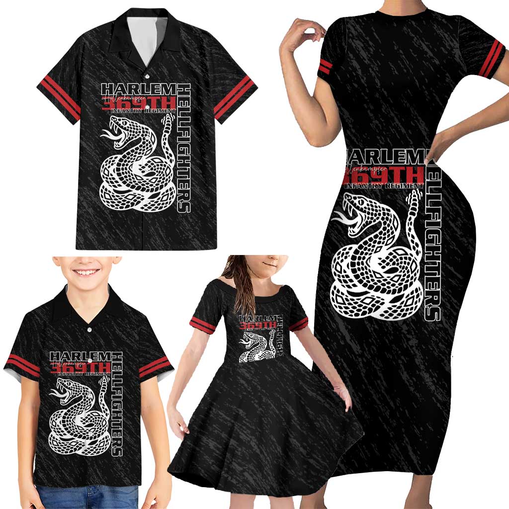 Harlem Hellfighters Family Matching Short Sleeve Bodycon Dress and Hawaiian Shirt 369th Infantry Regiment - Wonder Print Shop