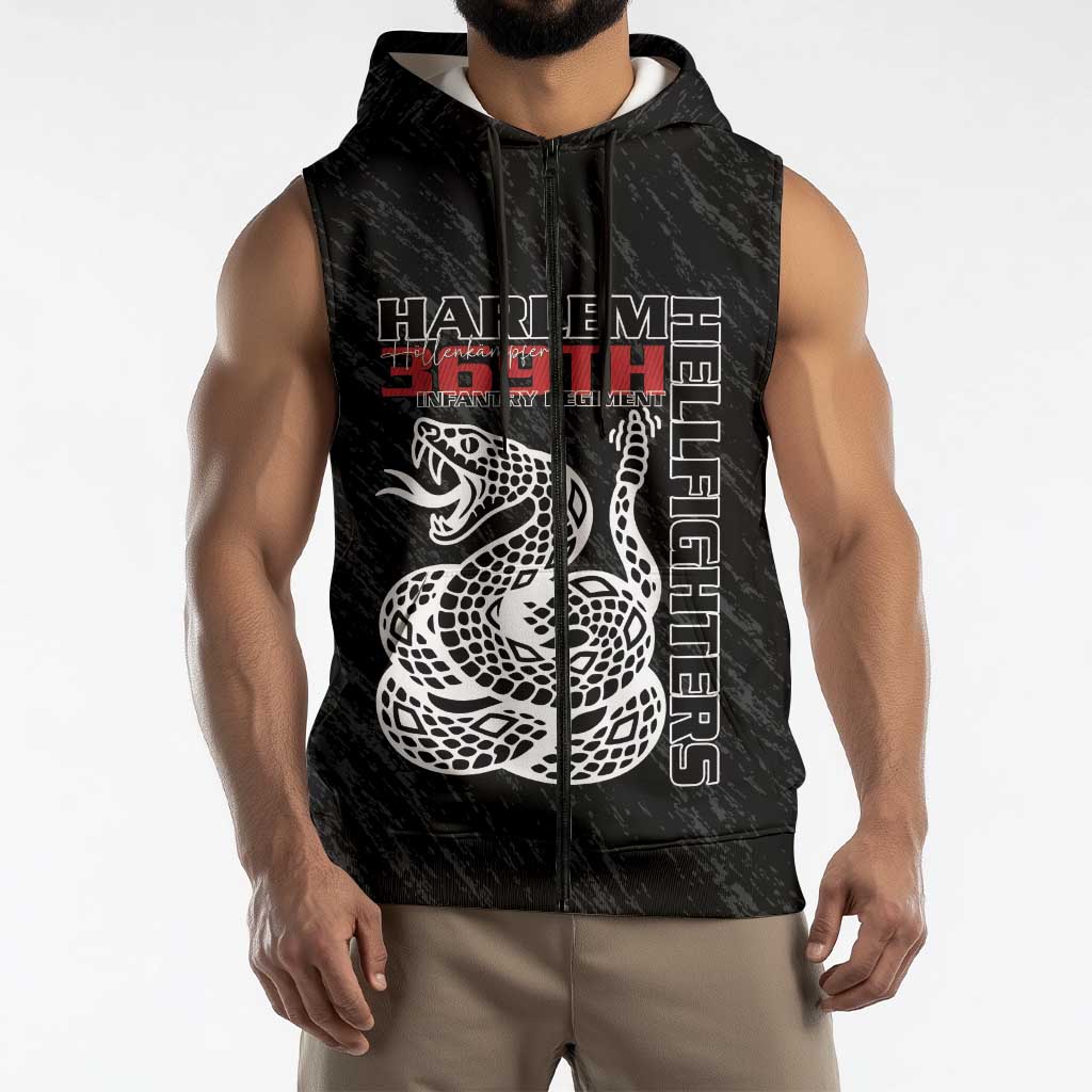 Harlem Hellfighters Sleeveless Zip Hoodie 369th Infantry Regiment - Wonder Print Shop