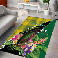 Personalised Dominica Independence Day Area Rug Sisserou Parrot With Tropical Flowers - Wonder Print Shop
