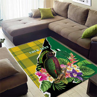 Personalised Dominica Independence Day Area Rug Sisserou Parrot With Tropical Flowers - Wonder Print Shop