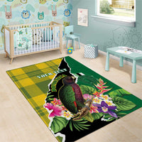 Personalised Dominica Independence Day Area Rug Sisserou Parrot With Tropical Flowers - Wonder Print Shop