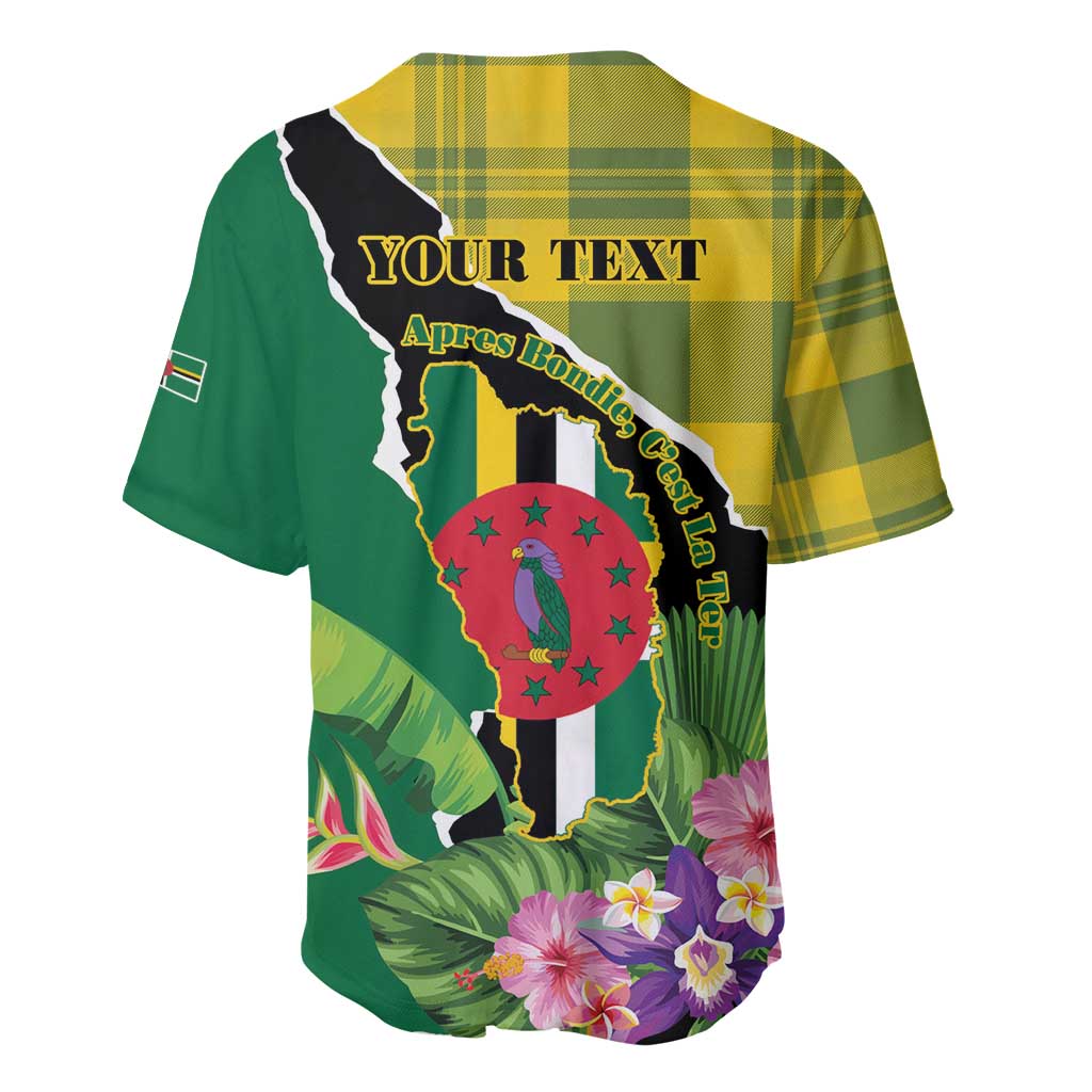 Personalised Dominica Independence Day Baseball Jersey Sisserou Parrot With Tropical Flowers - Wonder Print Shop