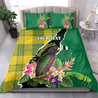 Personalised Dominica Independence Day Bedding Set Sisserou Parrot With Tropical Flowers - Wonder Print Shop
