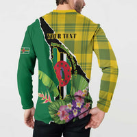 Personalised Dominica Independence Day Button Sweatshirt Sisserou Parrot With Tropical Flowers - Wonder Print Shop