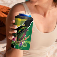 Personalised Dominica Independence Day 4 in 1 Can Cooler Tumbler Sisserou Parrot With Tropical Flowers - Wonder Print Shop