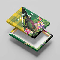 Personalised Dominica Independence Day Canvas Wall Art Sisserou Parrot With Tropical Flowers - Wonder Print Shop