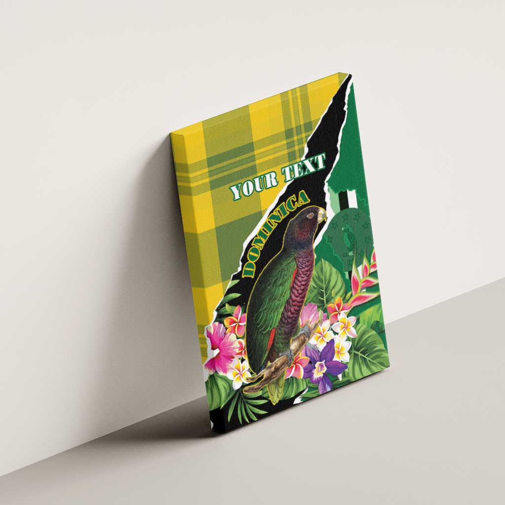 Personalised Dominica Independence Day Canvas Wall Art Sisserou Parrot With Tropical Flowers - Wonder Print Shop