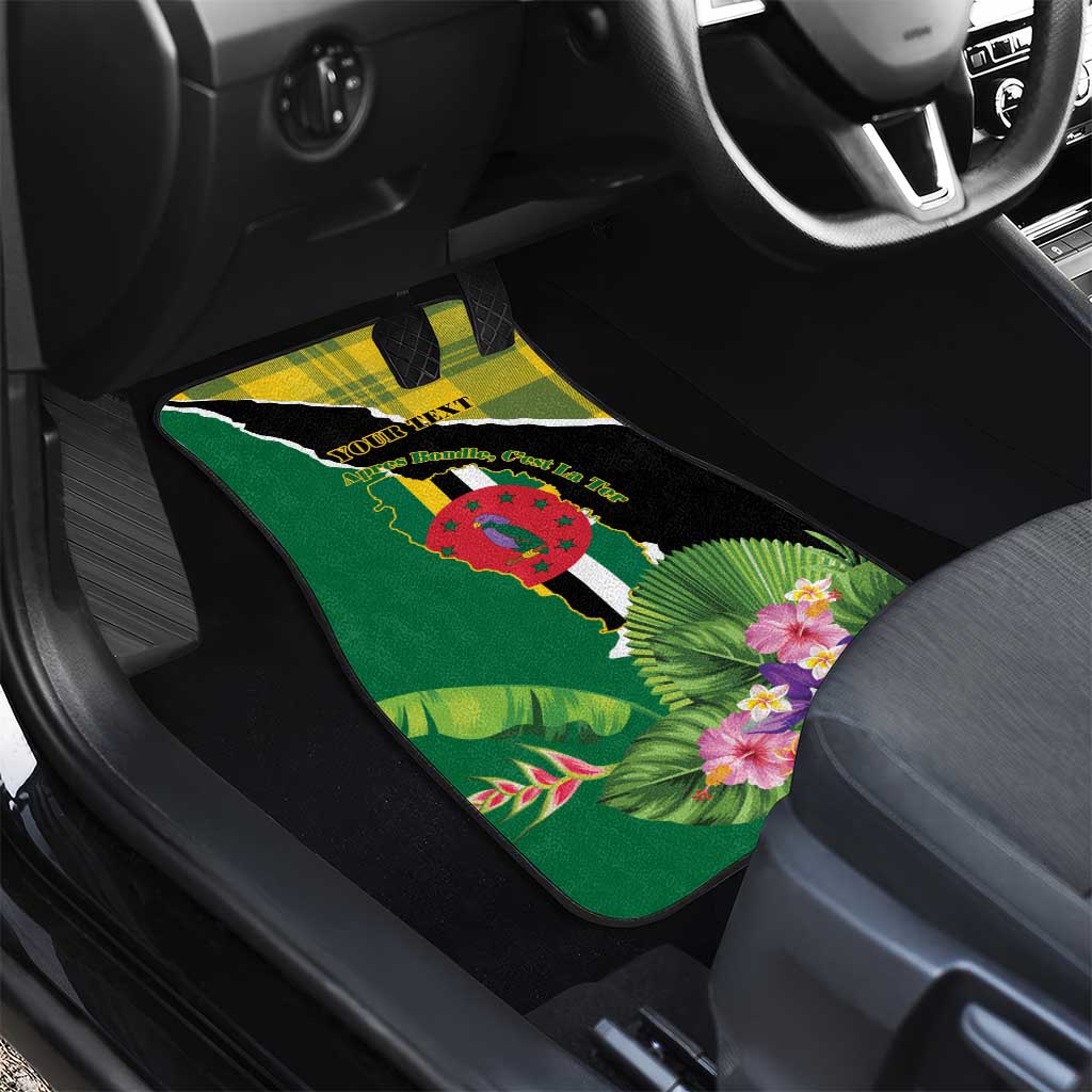 Personalised Dominica Independence Day Car Mats Sisserou Parrot With Tropical Flowers - Wonder Print Shop
