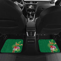 Personalised Dominica Independence Day Car Mats Sisserou Parrot With Tropical Flowers - Wonder Print Shop