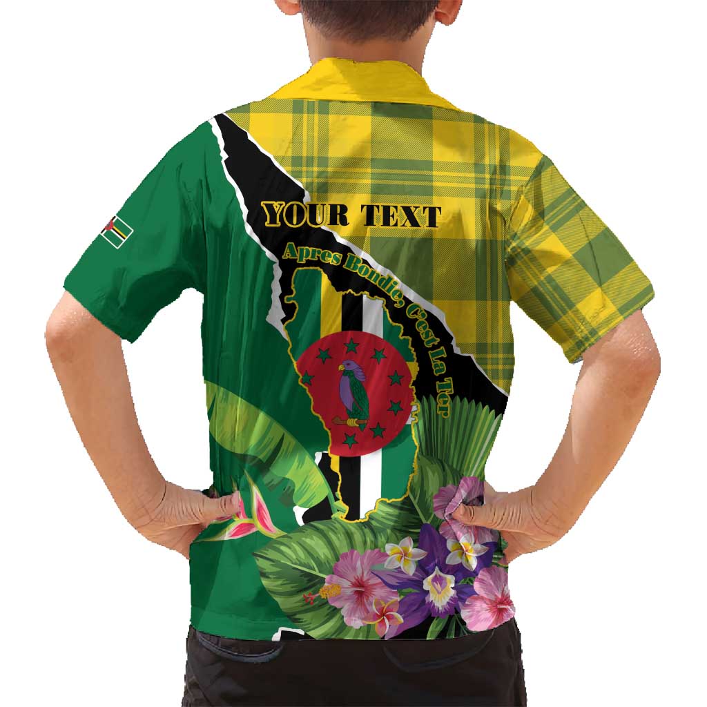 Personalised Dominica Independence Day Family Matching Puletasi and Hawaiian Shirt Sisserou Parrot With Tropical Flowers - Wonder Print Shop
