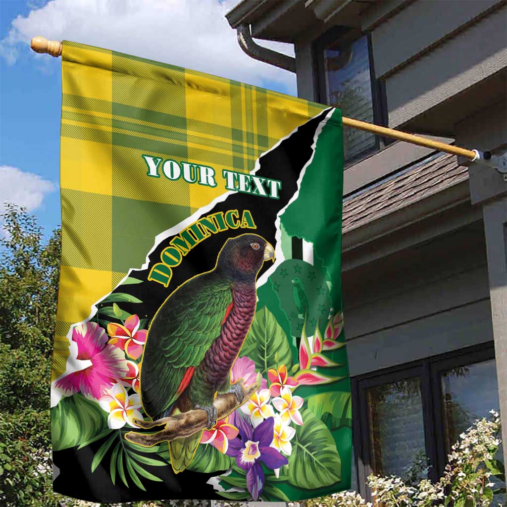 Personalised Dominica Independence Day Garden Flag Sisserou Parrot With Tropical Flowers - Wonder Print Shop