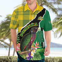 Personalised Dominica Independence Day Hawaiian Shirt Sisserou Parrot With Tropical Flowers - Wonder Print Shop