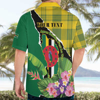 Personalised Dominica Independence Day Hawaiian Shirt Sisserou Parrot With Tropical Flowers - Wonder Print Shop
