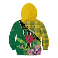 Personalised Dominica Independence Day Kid Hoodie Sisserou Parrot With Tropical Flowers - Wonder Print Shop